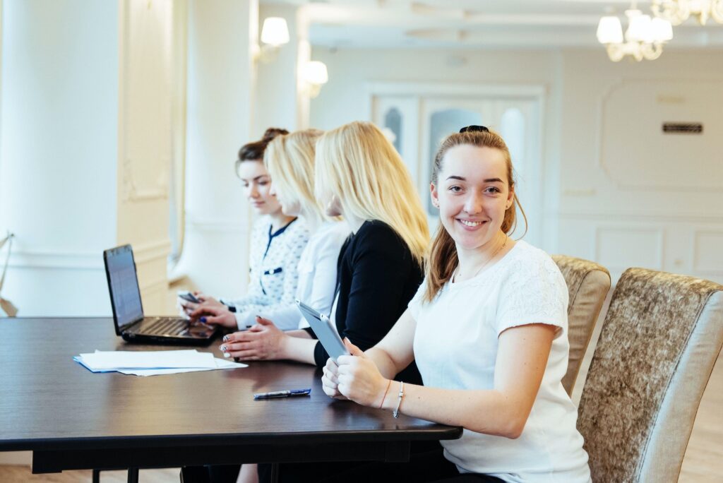 Students with laptops and tablet