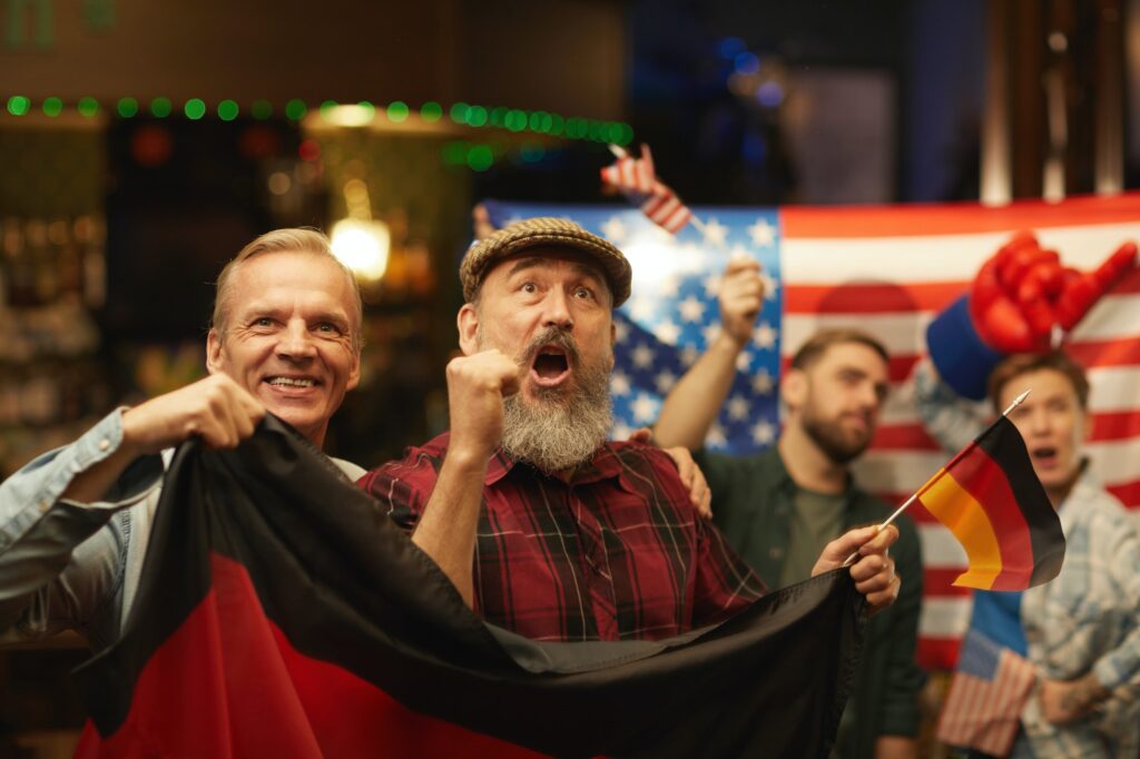 German fans having fun in the bar