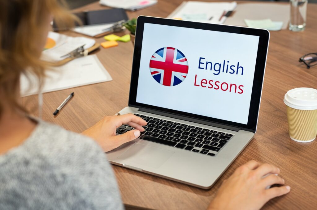 Woman learning english online